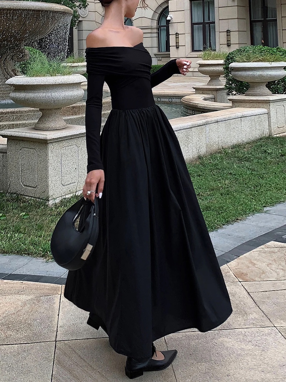 COMMENSE Off Shoulder Criss Cross Long Dress - size Medium